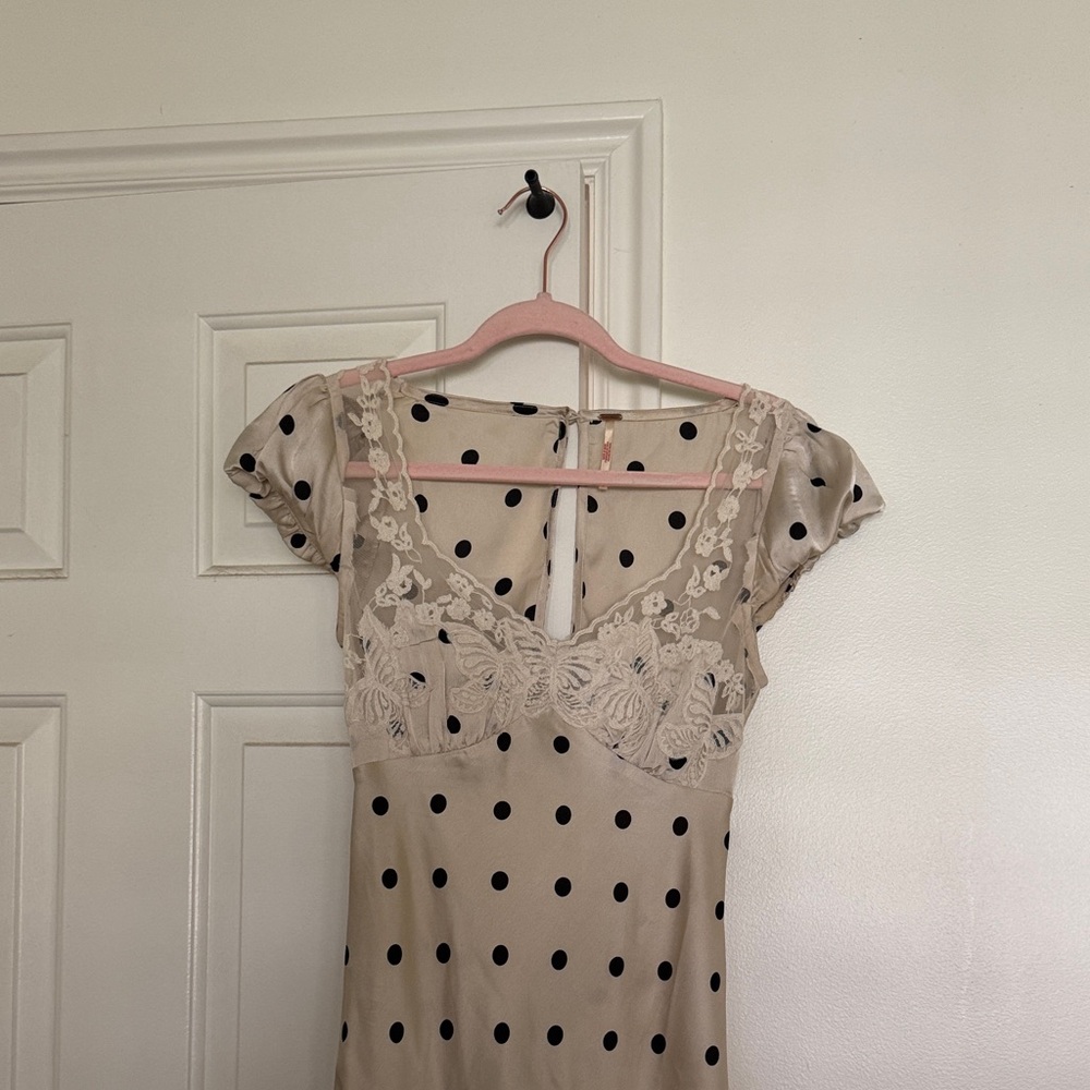 Free People Silk/Lace Polka Dot Dress